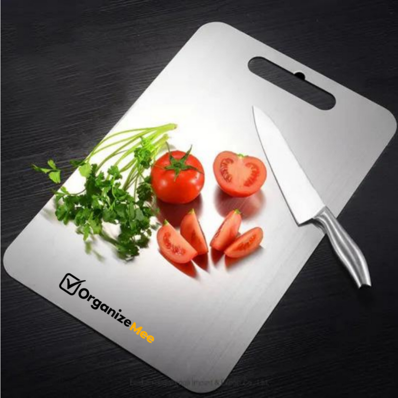 Medium Stainless Steel Chopping Cutting Board  : 1 Year With Warranty, Toxin-free - OrganizeMee
