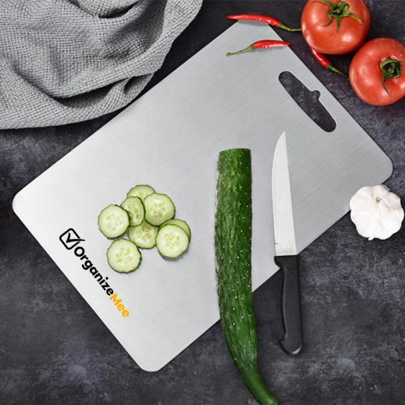 Medium Stainless Steel Chopping Cutting Board  : 1 Year With Warranty, Toxin-free - OrganizeMee
