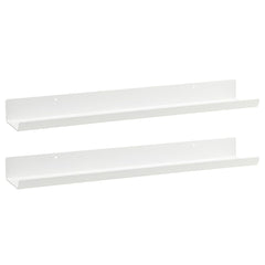 63 cm White Long Metal Floating Wall Shelves (Set of 2) – Decorative Wall Rack for Living