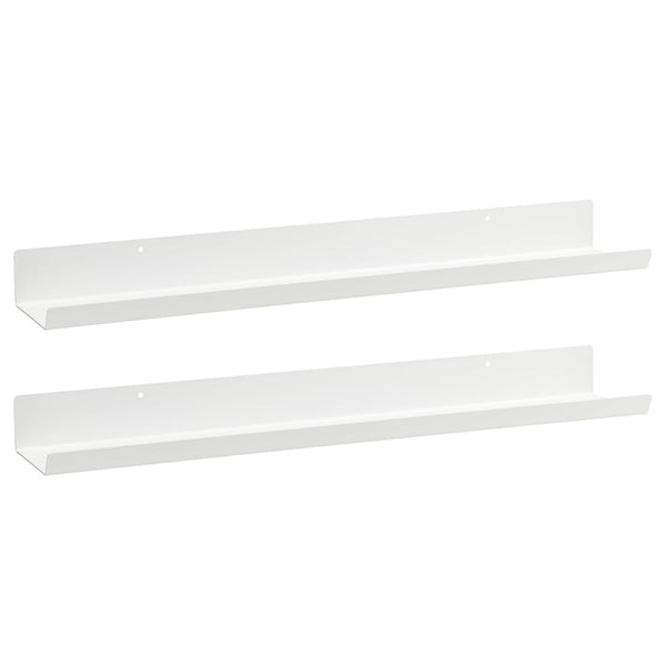 63 cm White Long Metal Floating Wall Shelves (Set of 2) – Decorative Wall Rack for Living