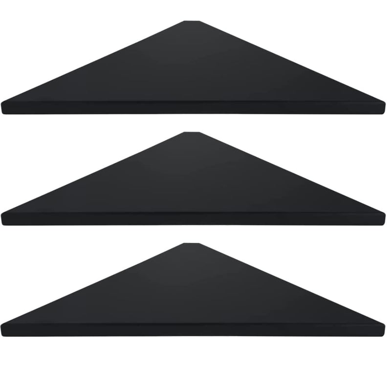 Set 3 Black Corner Shelf for Living Room Versatile Stand Wall-Mounted Shelves and