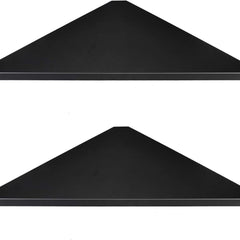 Triangular Floating Black Metal Wall Corner Shelf For Security Cameras, Speaker, Webcam - OrganizeMee