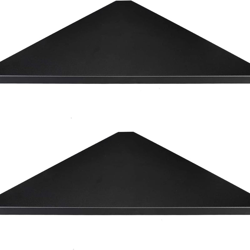 Triangular Floating Black Metal Wall Corner Shelf For Security Cameras, Speaker, Webcam - OrganizeMee