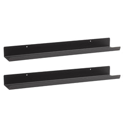 63 cm Black Metal Floating Wall Shelves (Set of 2) – Decorative Wall Rack for Living Room