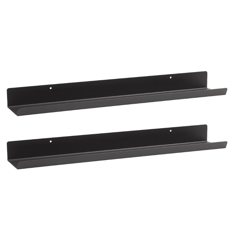 63 cm Black Metal Floating Wall Shelves (Set of 2) – Decorative Wall Rack for Living Room