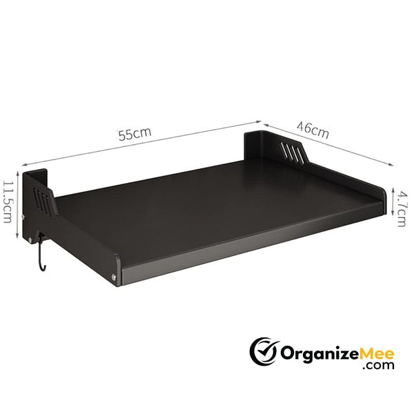 Double Stage Carbon Steel Microwave Wall Shelf Stand Organizer with Accessories - OrganizeMee