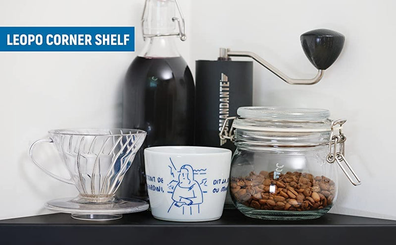 Triangular Floating Black Metal Wall Corner Shelf For Security Cameras, Speaker, Webcam - OrganizeMee