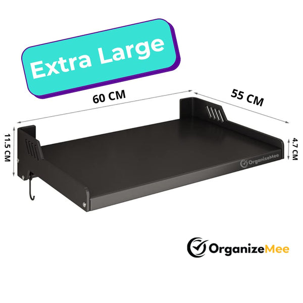 Extra Large Single Stage Carbon Steel Microwave Wall Shelf Stand Organizer with Accessories - OrganizeMee