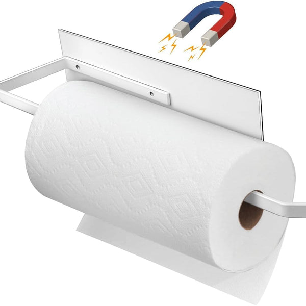 White Set 1 Magnetic Towel Holder | Kitchen Tissue Roll Holder Aluminium Foil Roll Plastic