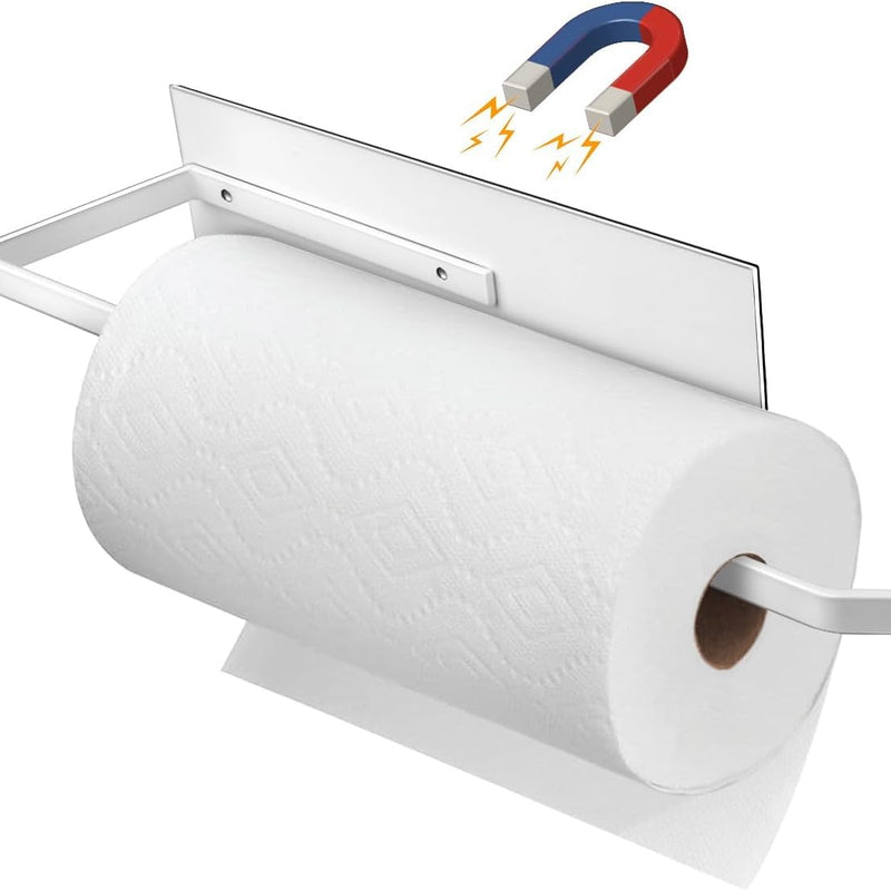 White Set 1 Magnetic Towel Holder | Kitchen Tissue Roll Holder Aluminium Foil Roll Plastic