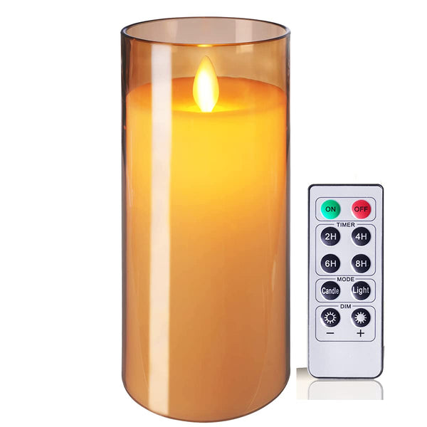 6" Gold Acrylic LED Candles | Battery, Remote & Timer | Flameless Decor