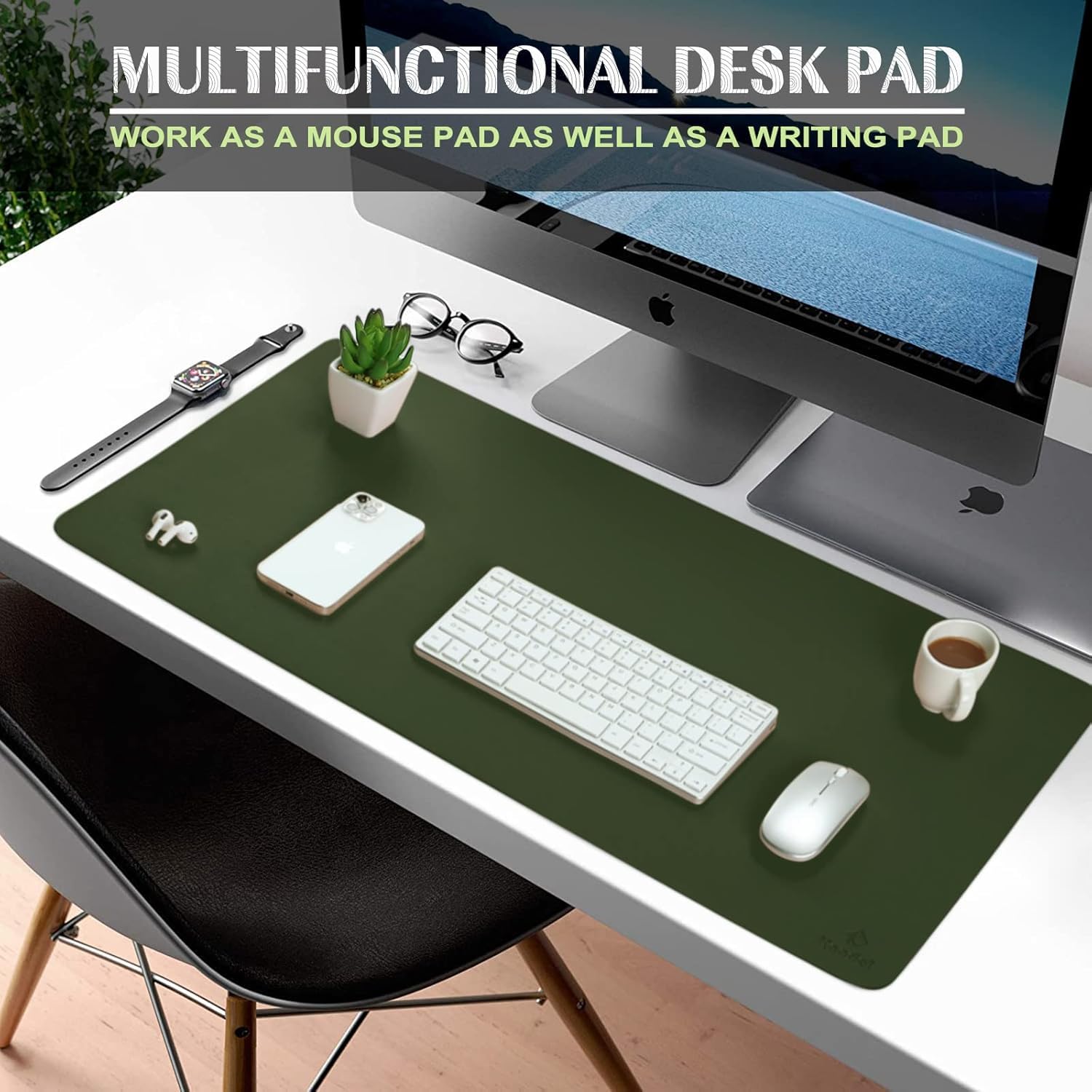 Reversible Vegan Leather Desk Mat | Large Mouse & Laptop Pad | Waterproof & Edge-Stitched