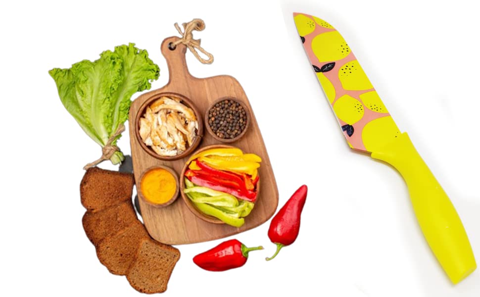 Vegetable Big Printed Yellow Sharp Edge Knife For Kitchen | Chopping Chakoo - OrganizeMee