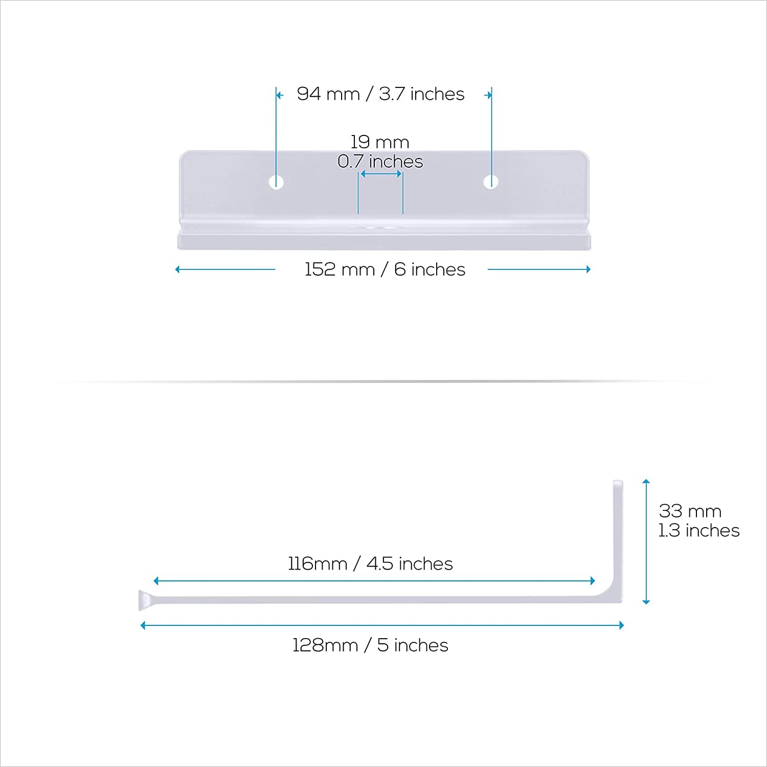 6" Floating Grey Metal Shelf For Security Cameras, Speaker, Webcam - OrganizeMee