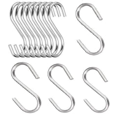 Organizeemee S Hooks (12 Pack) – 4mm Thick Heavy-Duty Stainless Steel 8cm S-Shaped Hangers