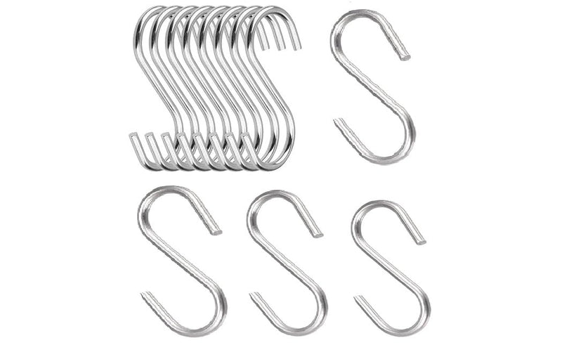 Organizeemee S Hooks (12 Pack) – 4mm Thick Heavy-Duty Stainless Steel 8cm S-Shaped Hangers