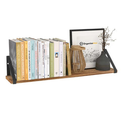 Wooden Pie With Black Bracket Floating Shelf | Decorative Shelves for Living Room | 48 Inch Long - OrganizeMee