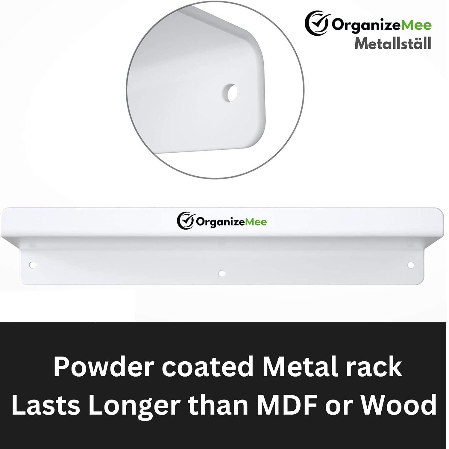 White Metal Shelf 9"13"17" Set Of 3 Floating  For Security Cameras, Speaker, Webcam - OrganizeMee