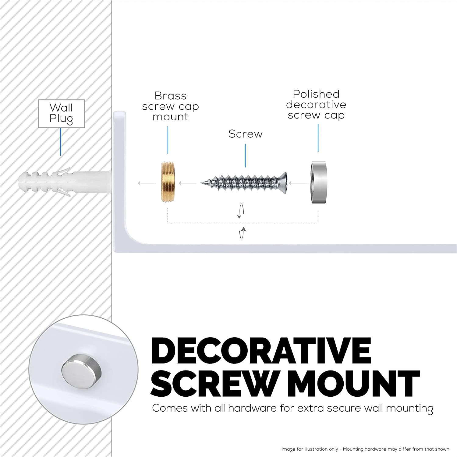 6" Floating Grey Metal Shelf For Security Cameras, Speaker, Webcam - OrganizeMee