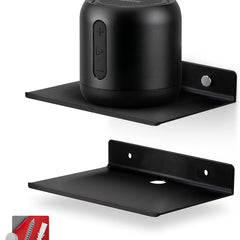 6 inch Black Set 2 Metal Small wall mounted shelvesBluetooth speakerWi-Fi camera stand corner