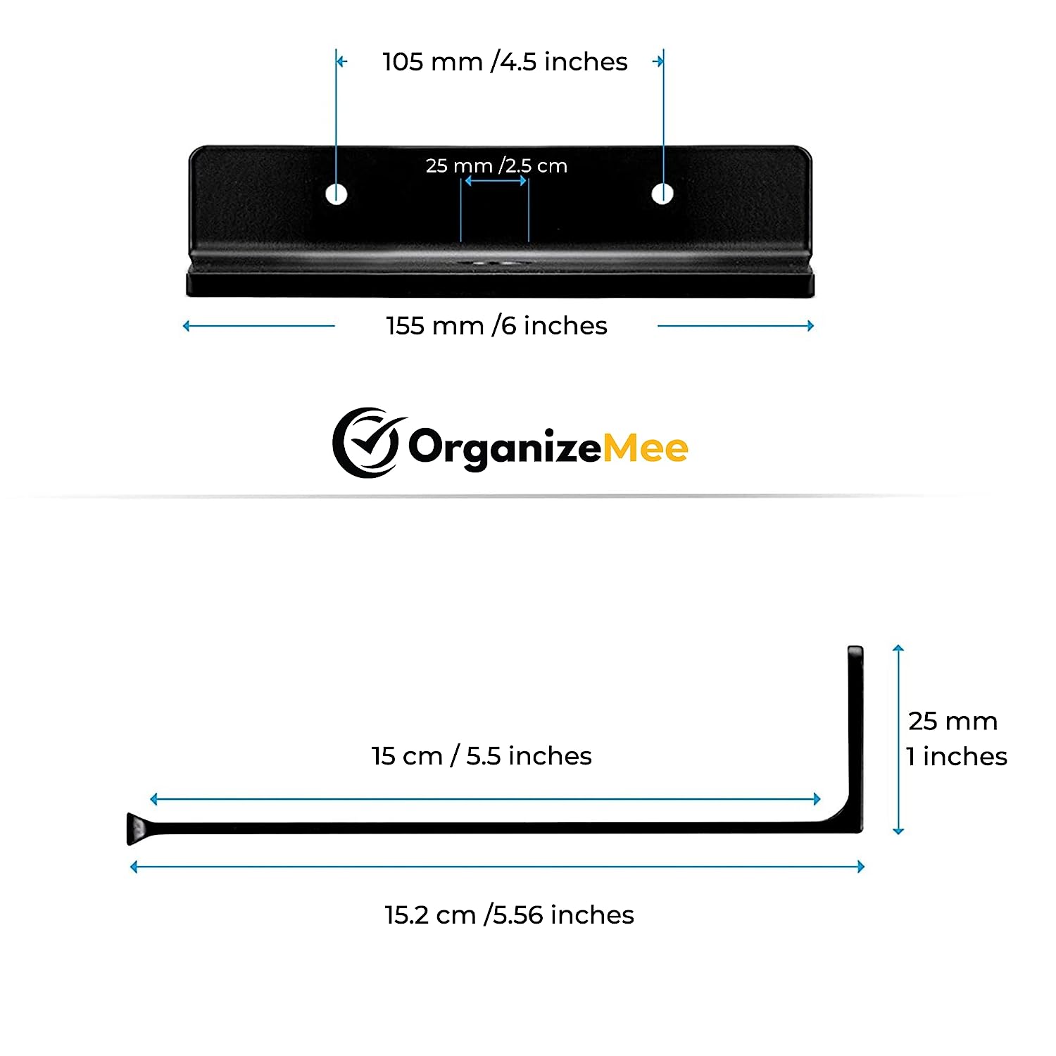 6" Floating Black Metal Shelf For Security Cameras, Speaker, Webcam - OrganizeMee