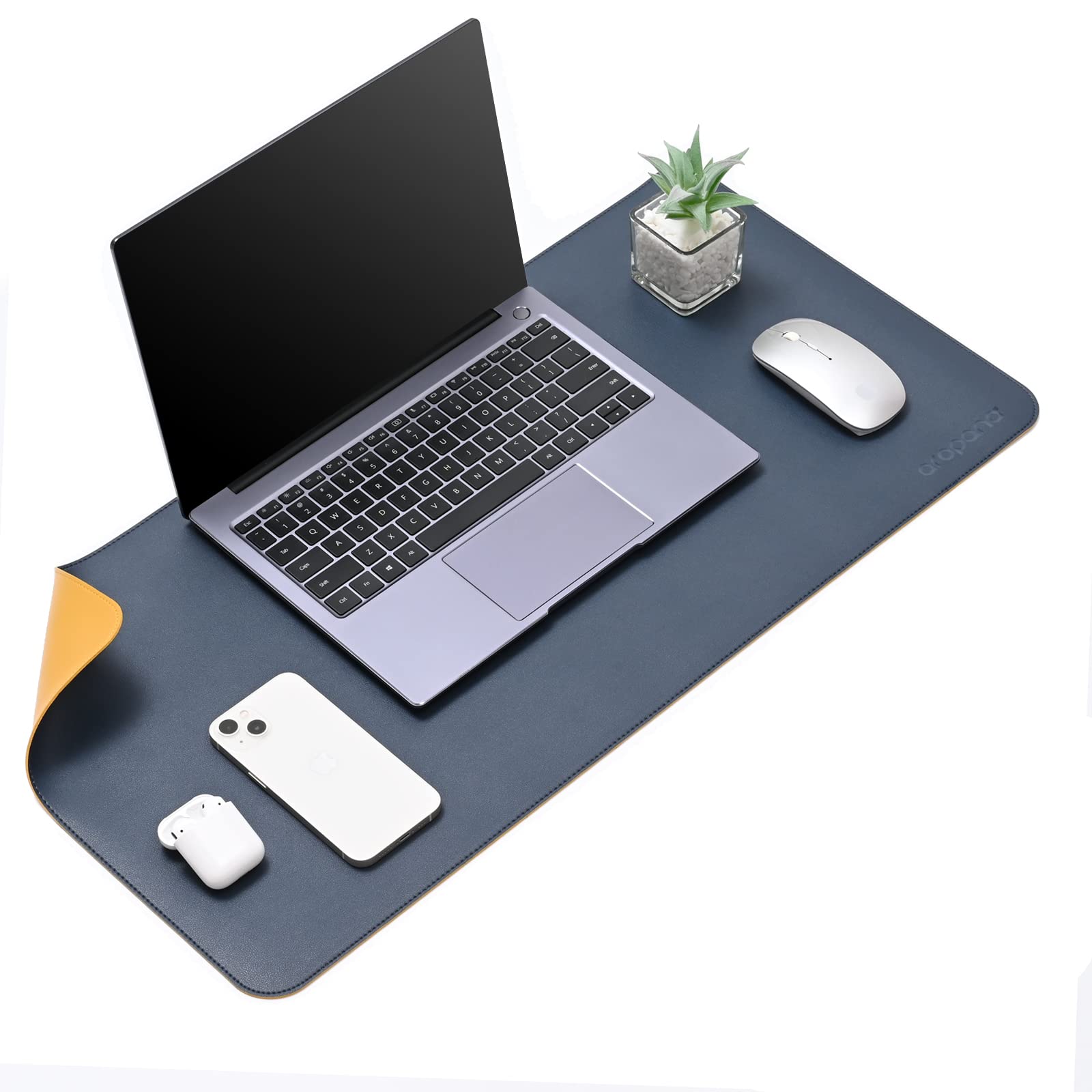 Reversible Vegan Leather Desk Mat | Large Mouse & Laptop Pad | Waterproof & Edge-Stitched