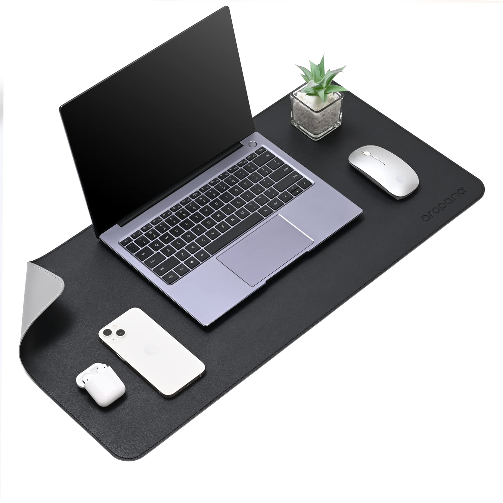 Reversible Vegan Leather Desk Mat | Large Mouse & Laptop Pad | Waterproof & Edge-Stitched