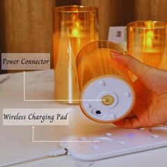 3pc Rechargeable Amber Glass LED Candle | Remote & USB Charging