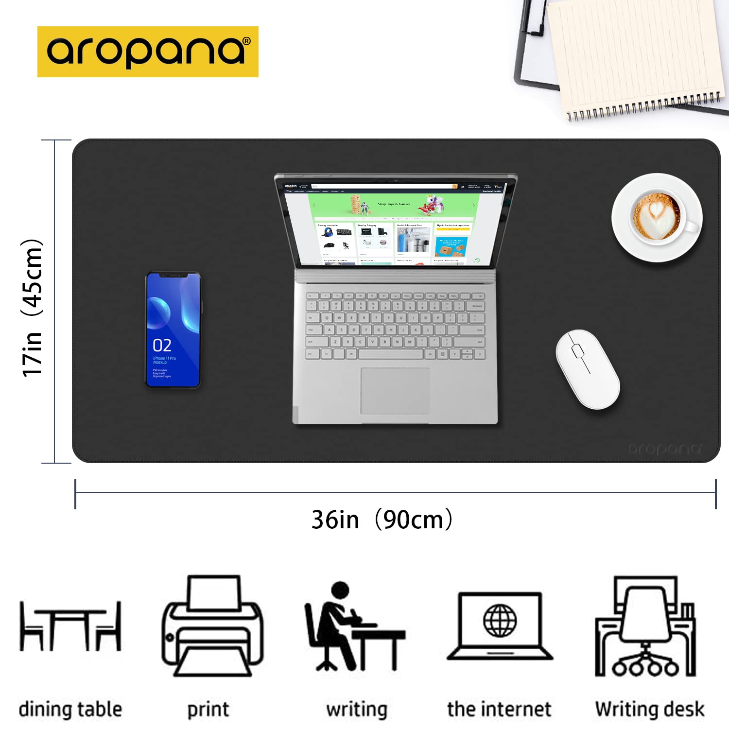 Reversible Vegan Leather Desk Mat | Large Mouse & Laptop Pad | Waterproof & Edge-Stitched