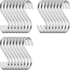 Organizeemee S Hooks (Pack of 24) – Heavy-Duty 4mm Thick Silver S-Shaped Hanging Hangers