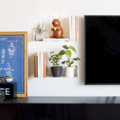 Office Files Magazines Book Organizer Metal Floating Shelf | Multipurpose Racks For Home & Office | White - OrganizeMee