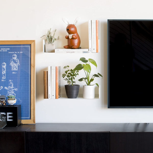 Office Files Magazines Book Organizer Metal Floating Shelf | Multipurpose Racks For Home & Office | White - OrganizeMee