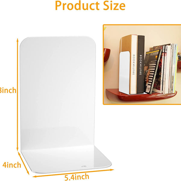 Office Files Magazines Book Organizer Bookends Pair For Home & Office | White - OrganizeMee