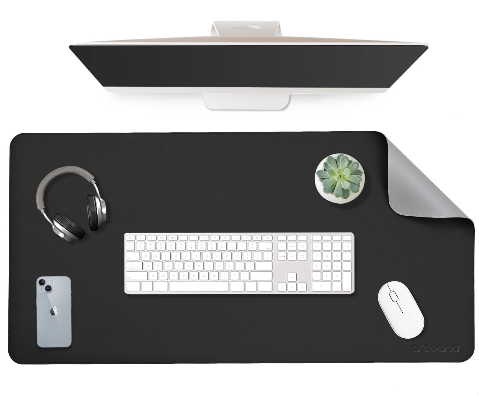 Reversible Vegan Leather Desk Mat | Large Mouse & Laptop Pad | Waterproof & Edge-Stitched