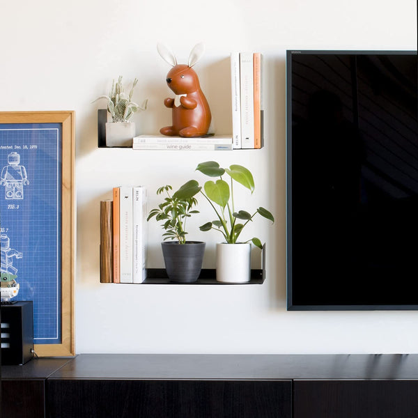 Office Files Magazines Book Organizer Metal Floating Shelf | Multipurpose Racks For Home & Office | Black - OrganizeMee