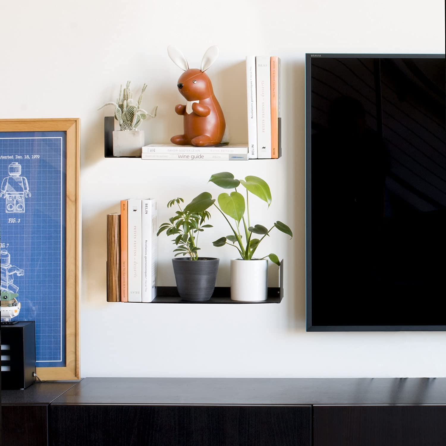 Office Files Magazines Book Organizer Metal Floating Shelf | Multipurpose Racks For Home & Office | Black - OrganizeMee