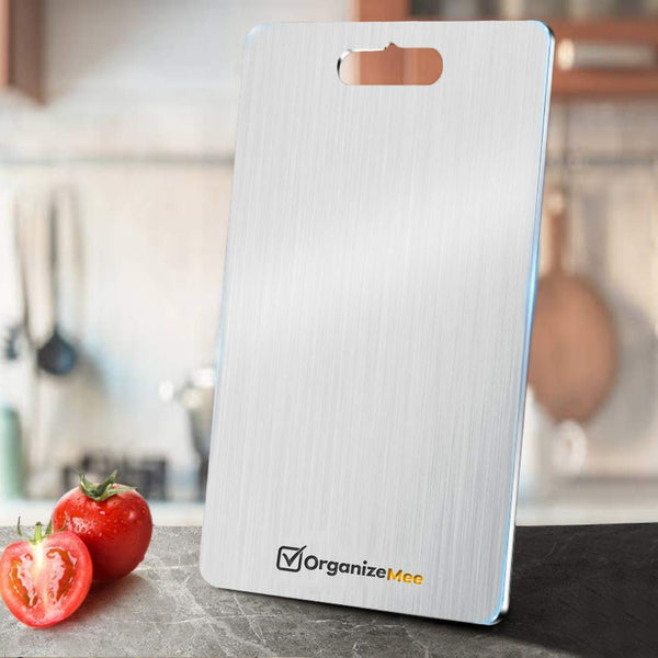 Large Stainless Steel Chopping Cutting Board  : 1 Year With Warranty, Toxin-free - OrganizeMee