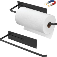 Set 2 Black Magnetic Towel Holder | Kitchen Tissue Roll Holder Aluminium Foil Roll Plastic