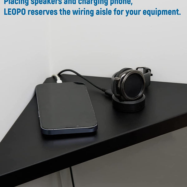 Triangular Floating Black Metal Wall Corner Shelf For Security Cameras, Speaker, Webcam - OrganizeMee