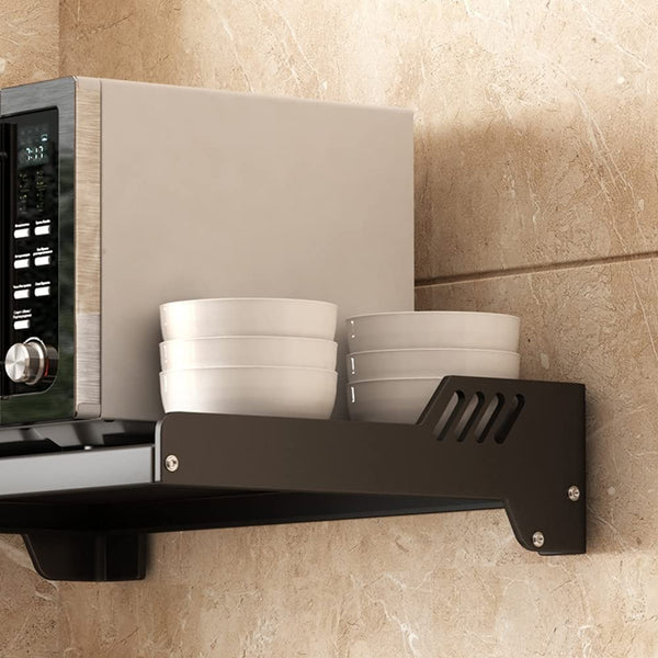 Single Stage Carbon Steel Microwave Wall Shelf Stand Organizer with Accessories - OrganizeMee