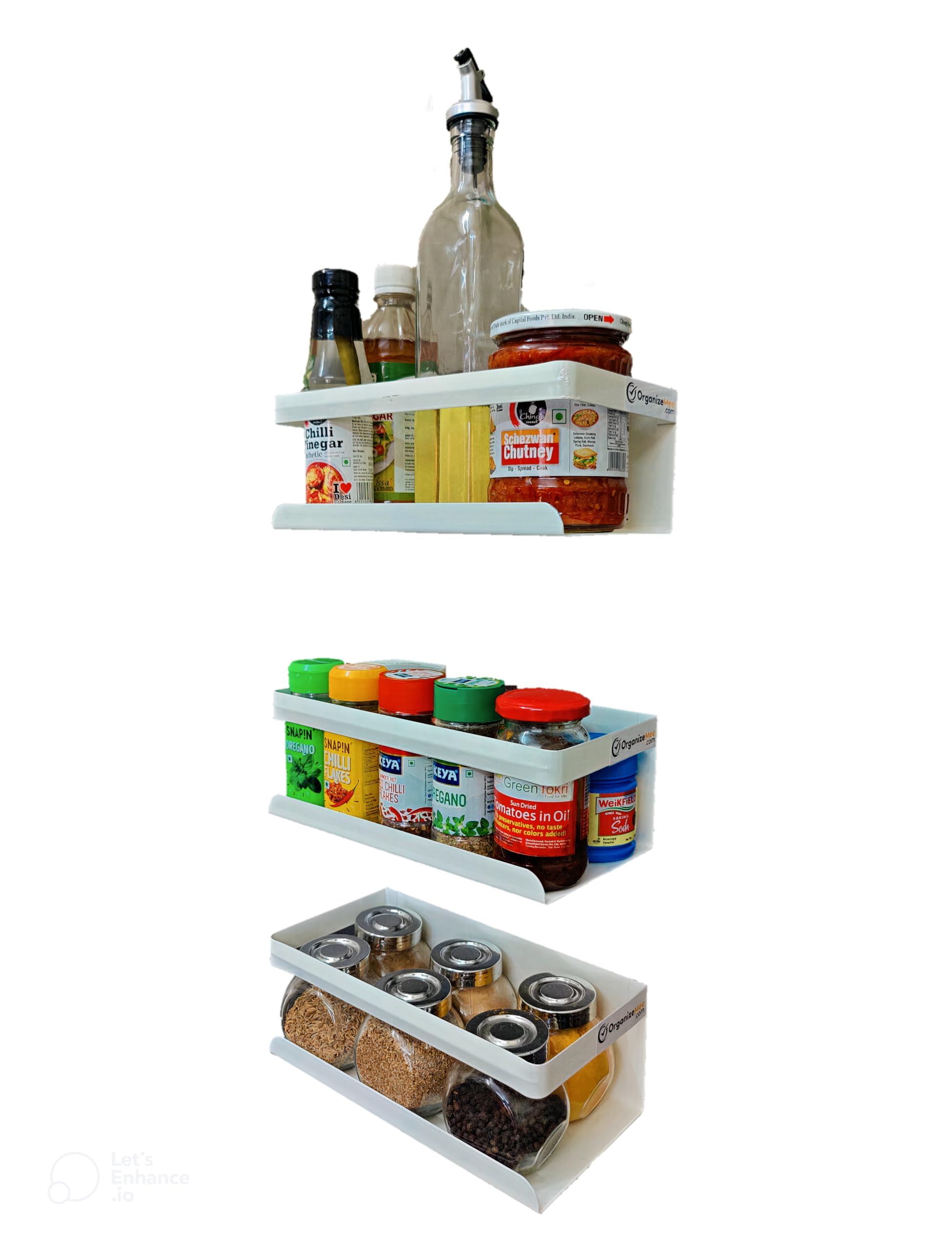 OrganizeMee 25 cm Magnetic Carbon Steel Kitchen Accessories Storage Organizer Racks