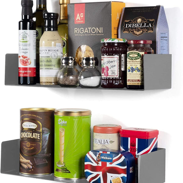 Office Files Magazines Book Organizer Metal Floating Shelf | Multipurpose Racks For Home & Office | Grey - OrganizeMee