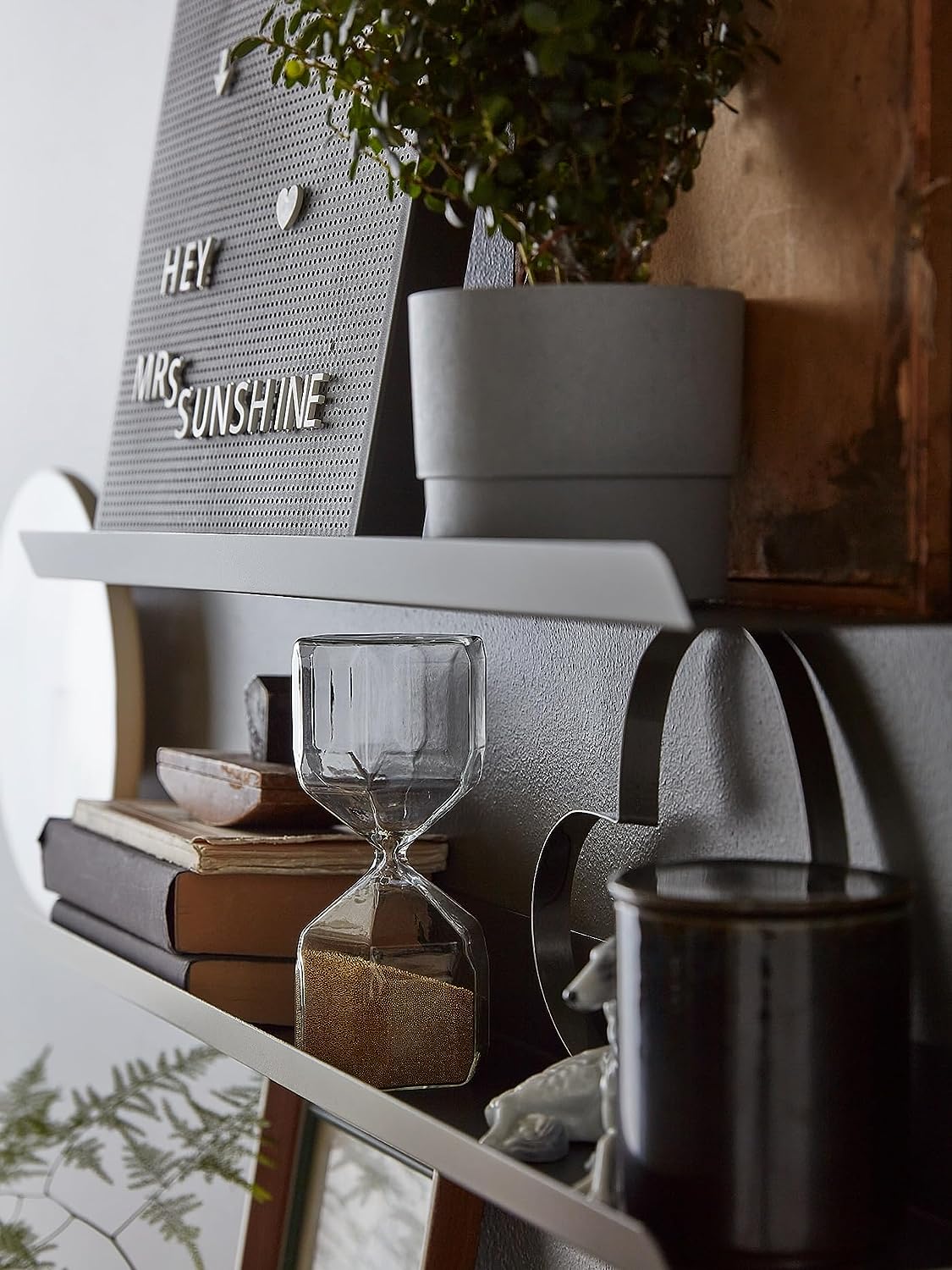 25" Floating Black Metal Shelf For Security Cameras, Speaker, Webcam - OrganizeMee