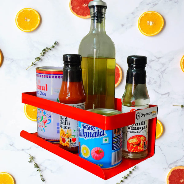 25 cm Red Set 2 kitchen Wall Mount Floating Shelves storage spice magnetic rack