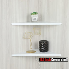 Triangular Floating White Metal Wall Corner Shelf For Security Cameras, Speaker, Webcam - OrganizeMee