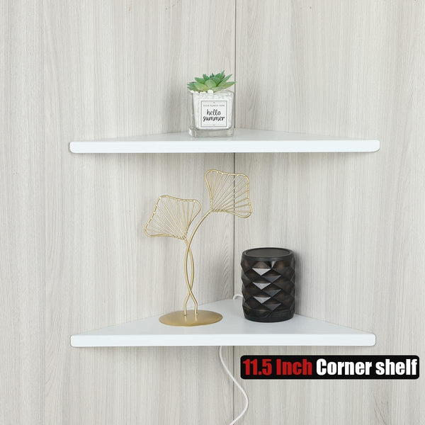 Triangular Floating White Metal Wall Corner Shelf For Security Cameras, Speaker, Webcam - OrganizeMee