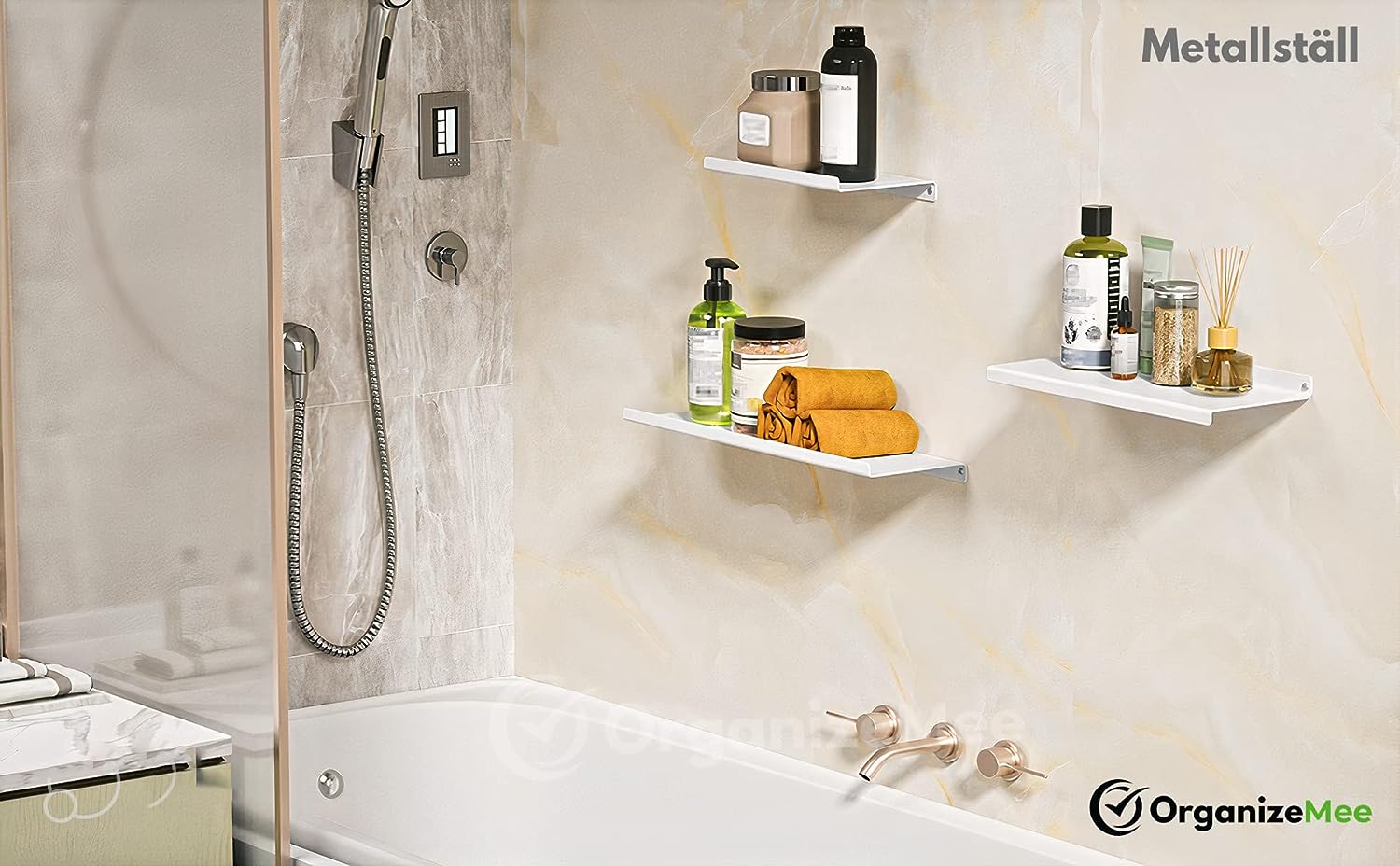 White Metal Shelf 9"13"17" Set Of 3 Floating  For Security Cameras, Speaker, Webcam - OrganizeMee