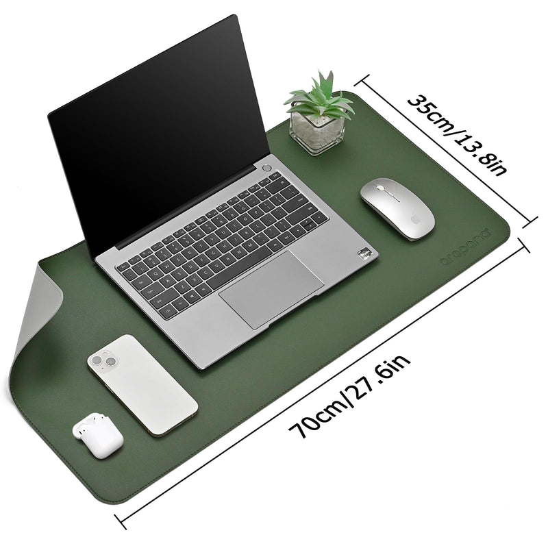 Reversible Vegan Leather Desk Mat | Large Mouse & Laptop Pad | Waterproof & Edge-Stitched