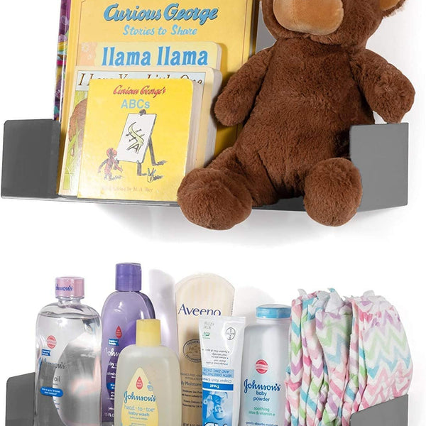 Office Files Magazines Book Organizer Metal Floating Shelf | Multipurpose Racks For Home & Office | Grey - OrganizeMee