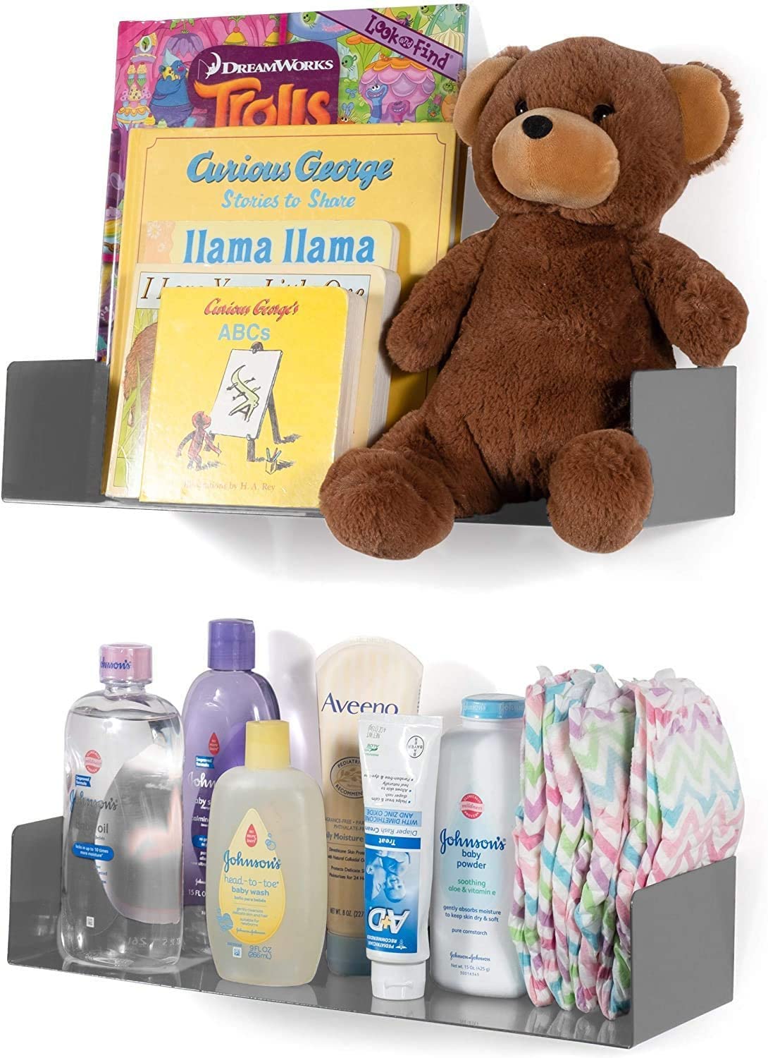 Office Files Magazines Book Organizer Metal Floating Shelf | Multipurpose Racks For Home & Office | Grey - OrganizeMee